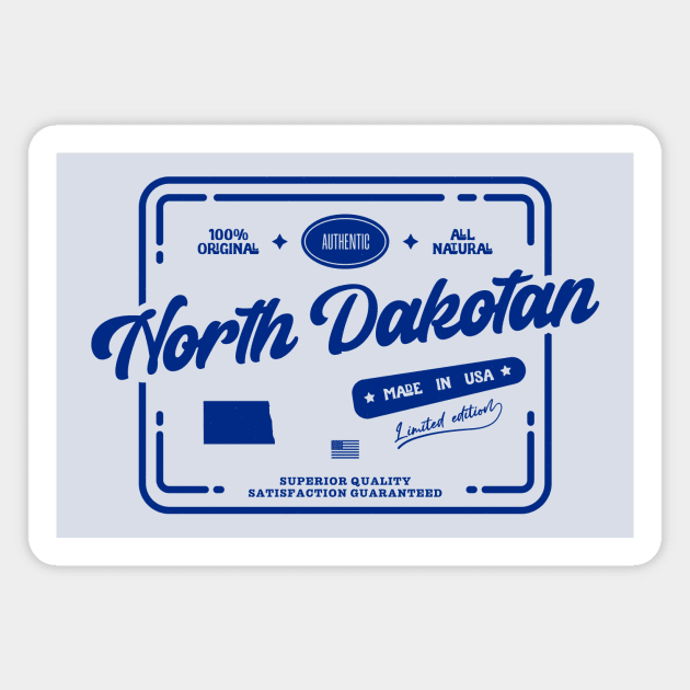 Original North Dakotan Cool Vintage Dark Stamp Print North Dakota Resident Gift Magnet by Space Surfer 